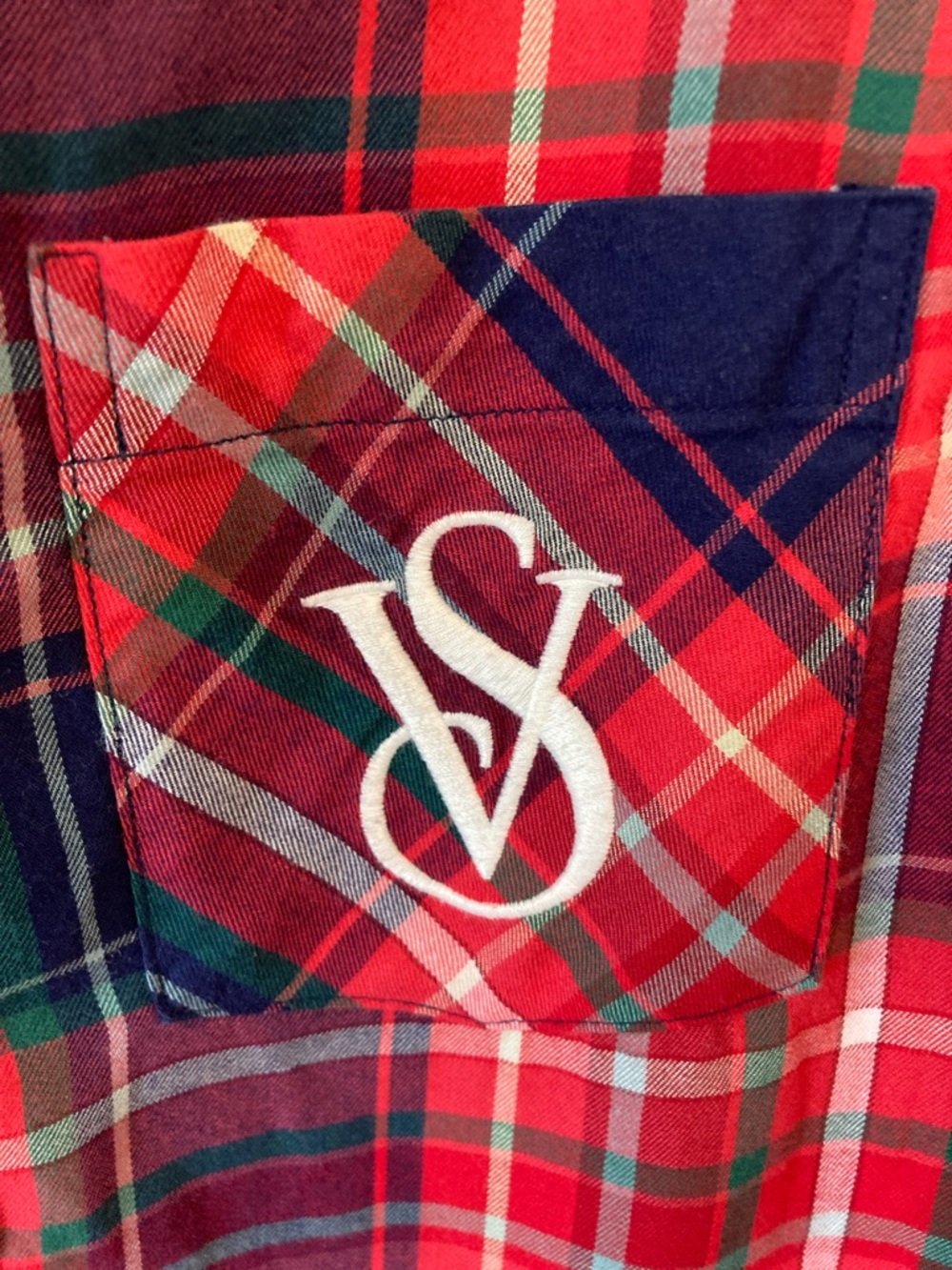 Victoria's Secret Red Navy Plaid Lightweight Cotton Pajama Set - Picture 3 of 11